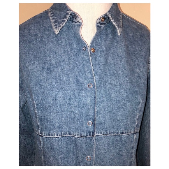 Baby Crew Long Sleeve Denim Snap Front Maternity Shirt, Sz Lg - Picture 4 of 11